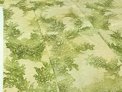 平和屋着物▽上質な小紋　単衣　更紗花文　暈し染め　正絹　逸品　AABJ1620jh