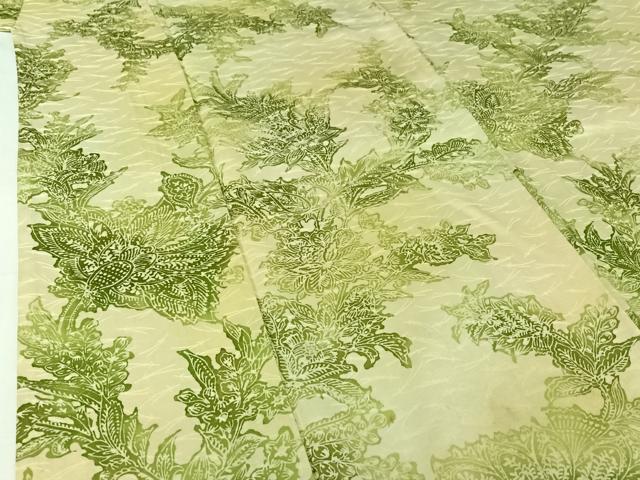 平和屋着物▽上質な小紋　単衣　更紗花文　暈し染め　正絹　逸品　AABJ1620jh