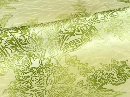 平和屋着物▽上質な小紋　単衣　更紗花文　暈し染め　正絹　逸品　AABJ1620jh