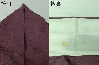 平和屋着物▽上質な色無地　単衣　流水舞葉地紋　二藍色　正絹　逸品　AABJ1621jh