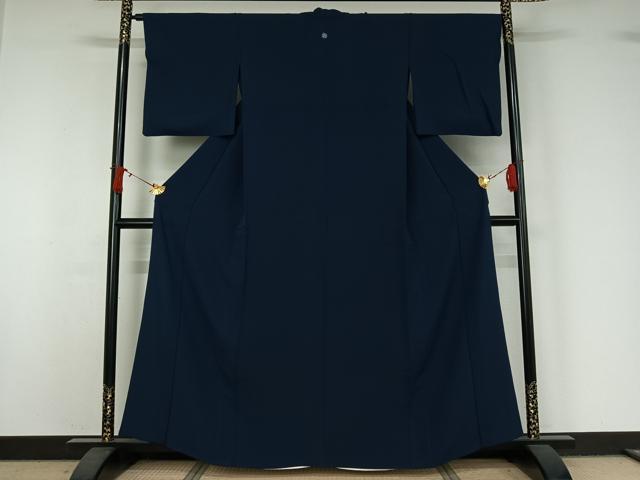 平和屋着物▽上質な色無地　単衣　留紺色　正絹　逸品　AABJ1623jh
