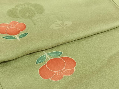 平和屋着物▽上質な小紋　単衣　草花文　正絹　逸品　AABJ1624jh