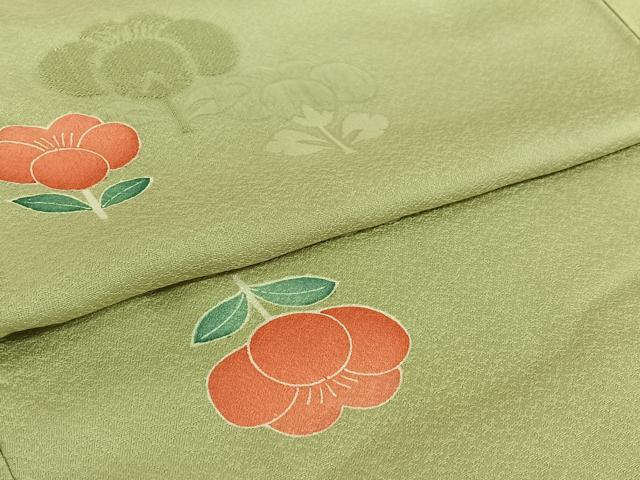 平和屋着物▽上質な小紋　単衣　草花文　正絹　逸品　AABJ1624jh
