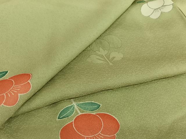 平和屋着物▽上質な小紋　単衣　草花文　正絹　逸品　AABJ1624jh