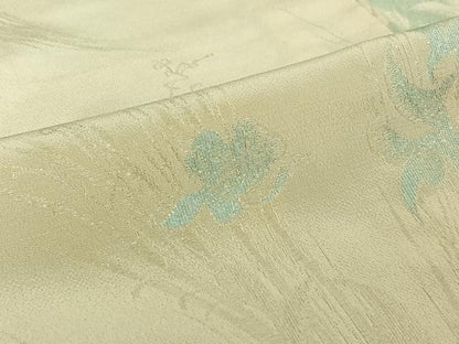 平和屋着物▽上質な小紋　単衣　寿光織　草花文　正絹　逸品　AABJ1625jh
