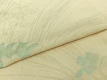平和屋着物▽上質な小紋　単衣　寿光織　草花文　正絹　逸品　AABJ1625jh