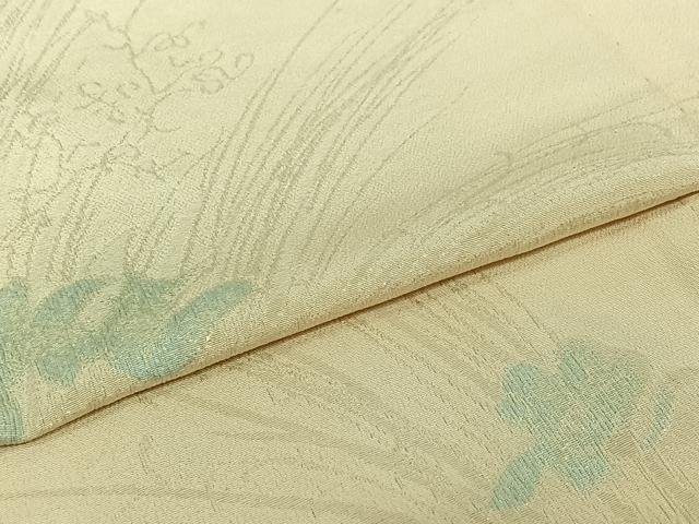 平和屋着物▽上質な小紋　単衣　寿光織　草花文　正絹　逸品　AABJ1625jh