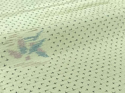 平和屋着物▽上質な紬　単衣　草花文　正絹　逸品　AABJ1628jh