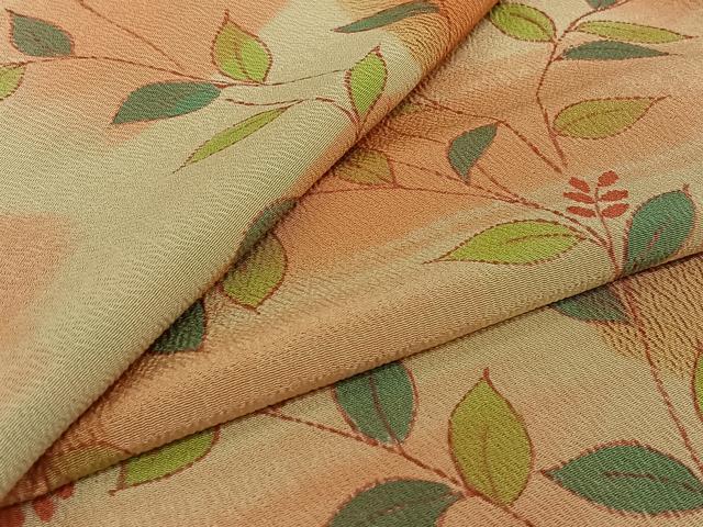 平和屋着物▽上質な小紋　単衣　草葉文　正絹　逸品　AABJ1630jh