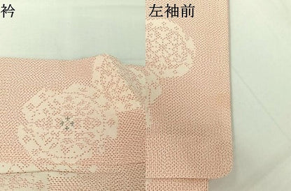 平和屋着物▽本塩沢　単衣　正倉院花文　正絹　逸品　AABJ1632jh