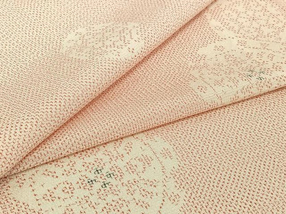 平和屋着物▽本塩沢　単衣　正倉院花文　正絹　逸品　AABJ1632jh