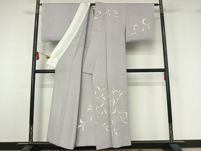 平和屋着物▽訪問着　単衣　草葉文　金彩　正絹　逸品　AABJ1635jh