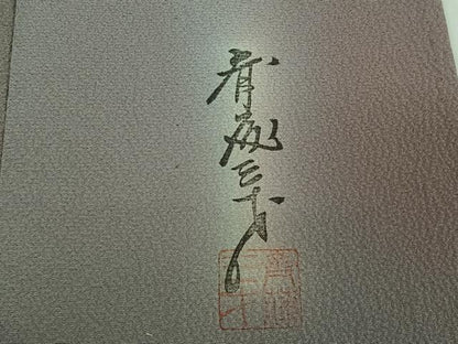 平和屋着物▽染色作家　斉藤三才　小紋　単衣　霞文　暈し染め　反端付き　正絹　逸品　AABJ1636jh