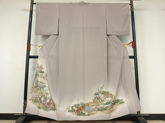 平和屋着物▽豪華色留袖　単衣　総刺繍　人物風景花文　暈し染め　金糸　正絹　逸品　AABJ1637jh