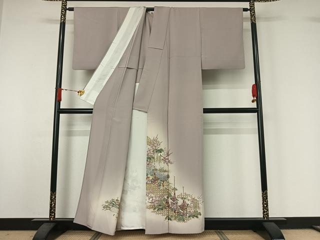 平和屋着物▽豪華色留袖　単衣　総刺繍　人物風景花文　暈し染め　金糸　正絹　逸品　AABJ1637jh