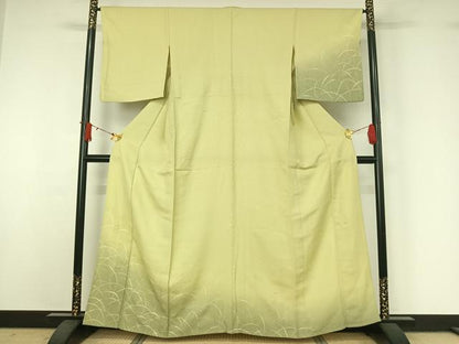 平和屋着物▽訪問着　単衣　刺繍　薄文　暈し染め　金糸　銀彩　正絹　逸品　AABJ1638jh