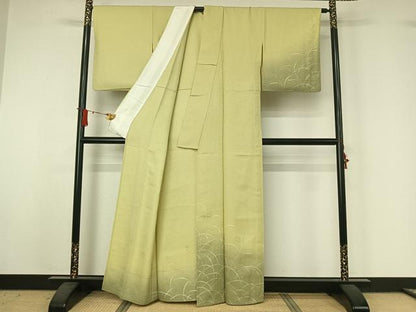 平和屋着物▽訪問着　単衣　刺繍　薄文　暈し染め　金糸　銀彩　正絹　逸品　AABJ1638jh