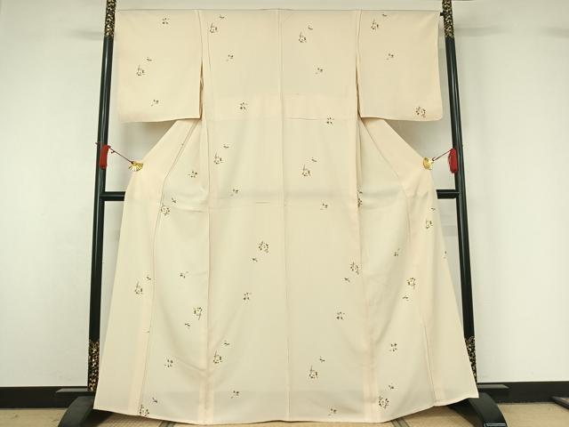 平和屋着物▽上質な小紋　単衣　友禅　草花文　正絹　逸品　未使用　AABJ1640jh