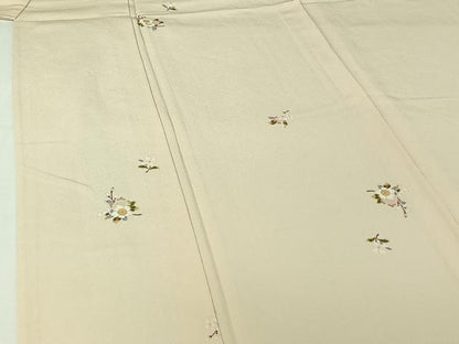 平和屋着物▽上質な小紋　単衣　友禅　草花文　正絹　逸品　未使用　AABJ1640jh
