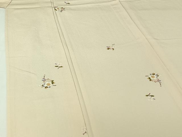 平和屋着物▽上質な小紋　単衣　友禅　草花文　正絹　逸品　未使用　AABJ1640jh
