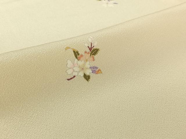 平和屋着物▽上質な小紋　単衣　友禅　草花文　正絹　逸品　未使用　AABJ1640jh