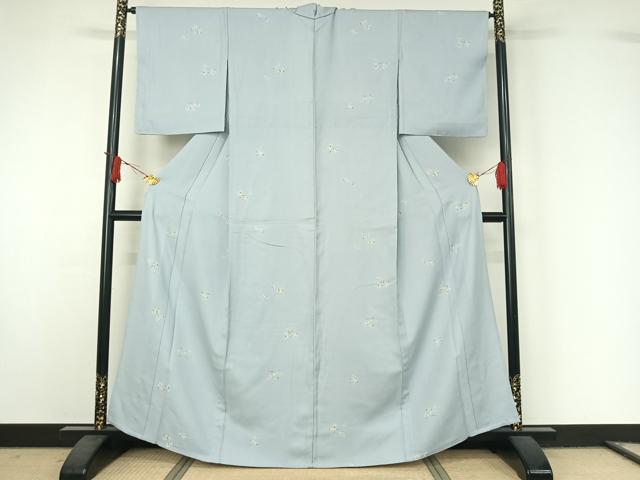 平和屋着物▽上質な小紋　単衣　友禅　草花文　正絹　逸品　未使用　AABJ1641jh