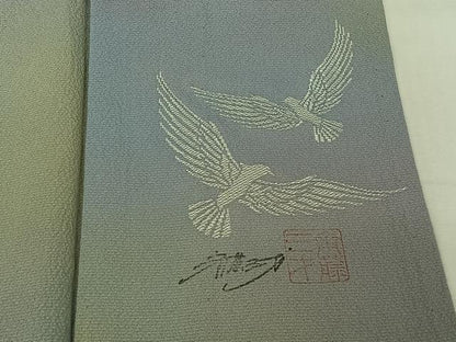 平和屋着物▽染色作家　斉藤三才　小紋　単衣　霞文　暈し染め　正絹　逸品　AABJ1643jh