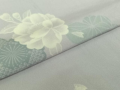 平和屋着物▽上質な小紋　単衣　草花文　三越扱い　正絹　逸品　AABJ1651jh
