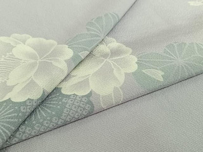 平和屋着物▽上質な小紋　単衣　草花文　三越扱い　正絹　逸品　AABJ1651jh
