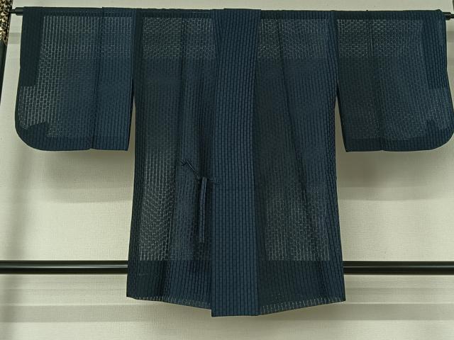 平和屋着物▽道中着　スリーシーズン　春夏秋　塵除け　縞　正絹　逸品　AABJ1652jh