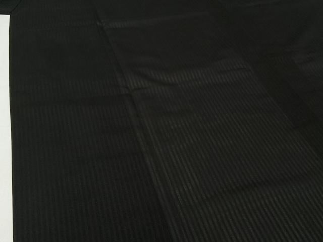 平和屋着物▽道中着　スリーシーズン　春夏秋　塵除け　縞　黒地　ロング丈　正絹　逸品　AABJ1653jh