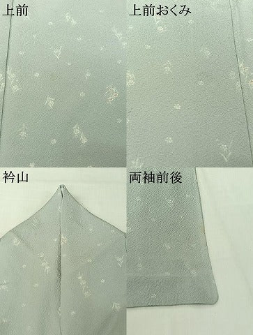 平和屋着物▽上質な小紋　単衣　草花文　正絹　逸品　AABJ1657jh