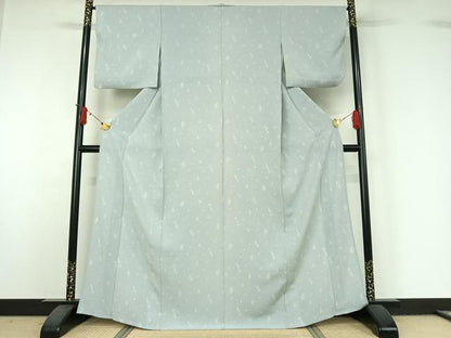 平和屋着物▽上質な小紋　単衣　草花文　正絹　逸品　AABJ1657jh