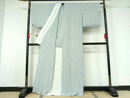 平和屋着物▽上質な小紋　単衣　草花文　正絹　逸品　AABJ1657jh