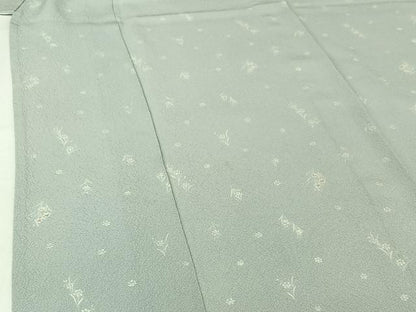 平和屋着物▽上質な小紋　単衣　草花文　正絹　逸品　AABJ1657jh