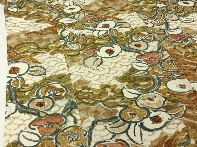 平和屋着物▽上質な小紋　単衣　手描き　吉祥花文　金彩　鬼しぼ縮緬　正絹　逸品　AABJ1658jh