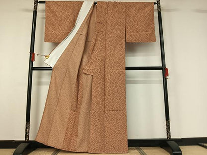 平和屋着物▽小紋　単衣　幾何学文様　洗える着物　AABJ1659jh