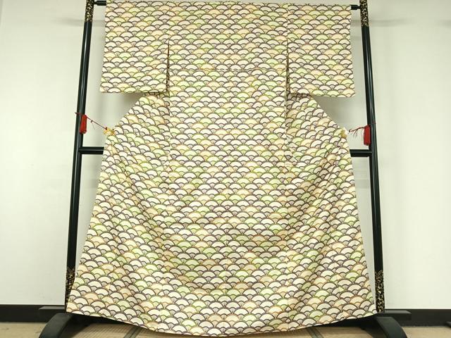 平和屋着物▽小紋　単衣　青海波　洗える着物　AABJ1661jh