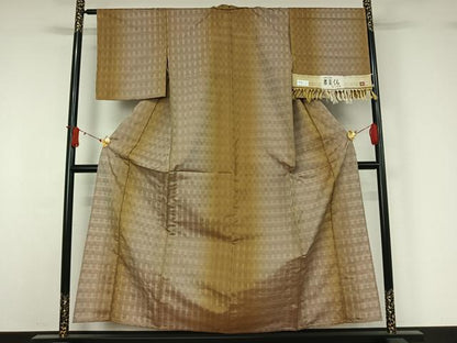 平和屋着物▽西陣　紬　単衣　都花くら　縞　証紙付き　正絹　逸品　AABJ1664jh