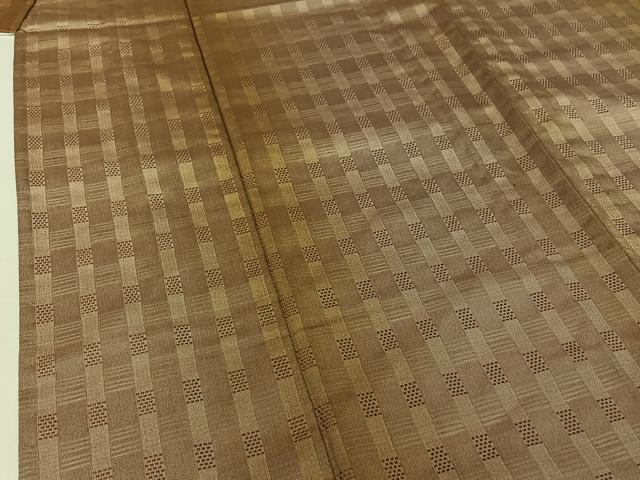 平和屋着物▽西陣　紬　単衣　都花くら　縞　証紙付き　正絹　逸品　AABJ1664jh