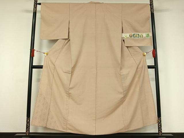 平和屋着物▽色留訪問着　結城紬　単衣　麻の葉文様　証紙付き　正絹　逸品　AABJ1665jh