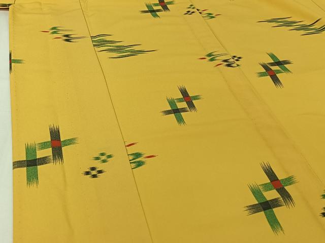 平和屋着物▽小紋　単衣　琉球絣文様　洗える着物　AABJ1666jh