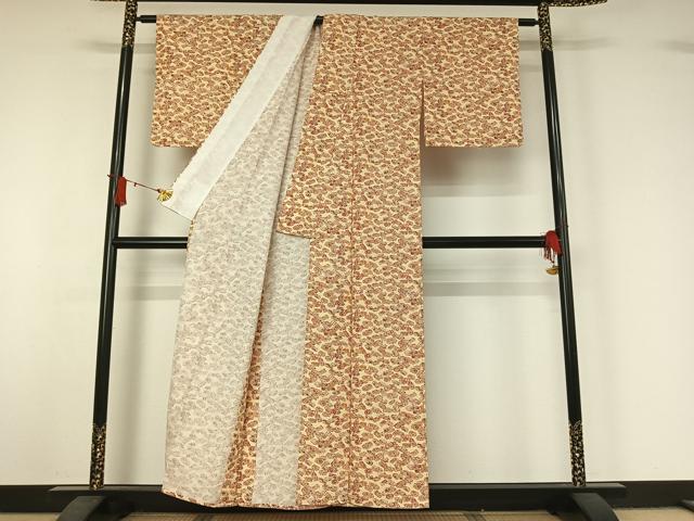 平和屋着物▽小紋　単衣　吉祥花文　洗える着物　AABJ1667jh