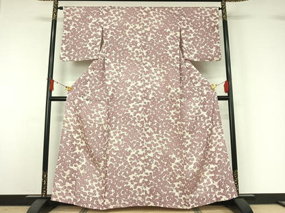 平和屋着物▽上質な小紋　単衣　草花文　正絹　逸品　AABJ1670jh
