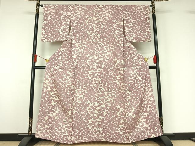 平和屋着物▽上質な小紋　単衣　草花文　正絹　逸品　AABJ1670jh