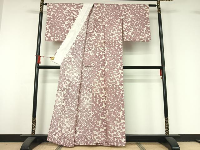 平和屋着物▽上質な小紋　単衣　草花文　正絹　逸品　AABJ1670jh