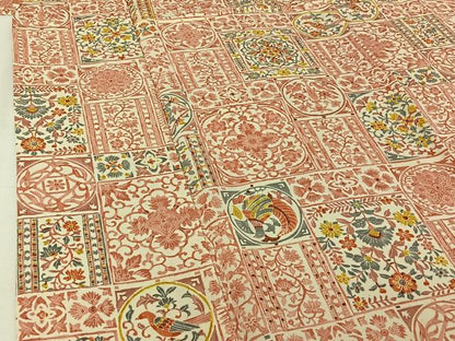 平和屋着物▽上質な小紋　単衣　花鳥文　正絹　逸品　AABJ1672jh