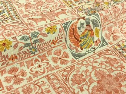 平和屋着物▽上質な小紋　単衣　花鳥文　正絹　逸品　AABJ1672jh