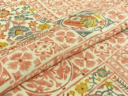 平和屋着物▽上質な小紋　単衣　花鳥文　正絹　逸品　AABJ1672jh