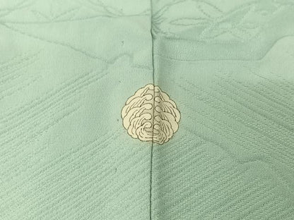 平和屋着物▽上質な色無地　単衣　吉祥花地紋　水色　正絹　逸品　AABJ1674jh